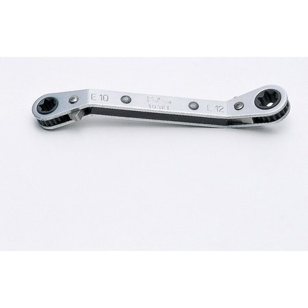 KO-KEN Ratcheting Ring Wrench TORX E10xE12 128mm, Reversible 103KT-E10XE12